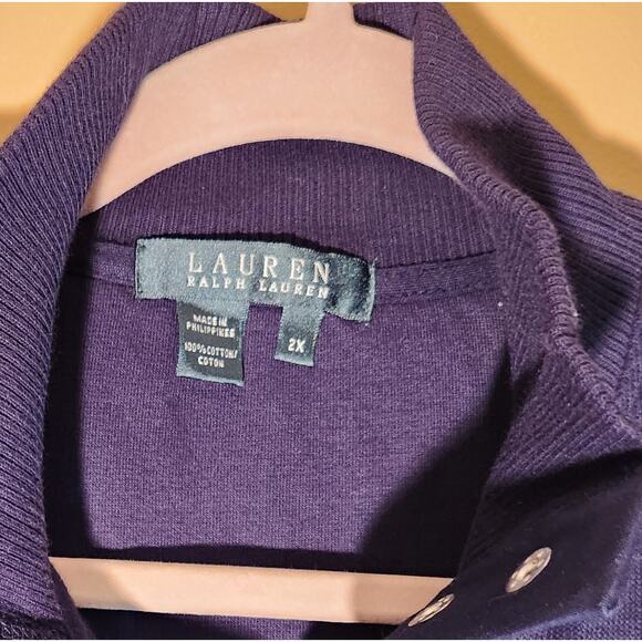 Lauren Ralph Lauren Women's 2X Navy 100% Cotton Button-Up Cardigan Jacket - Picture 3 of 7